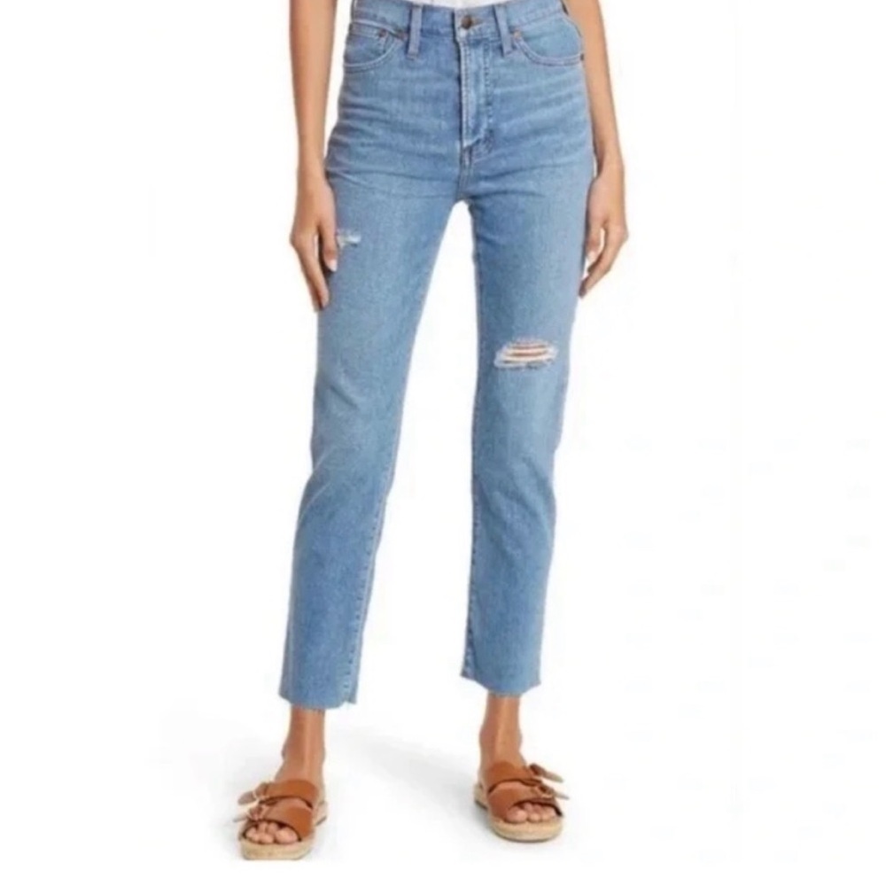 Madewell the perfect vintage jean light wash distressed high rise size 26 Petite